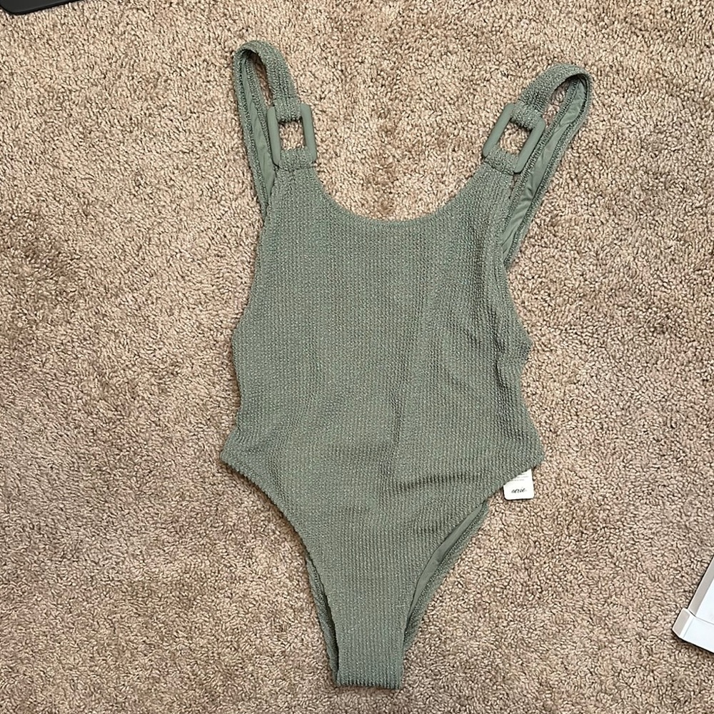 Green Textured Swimsuit Aerie